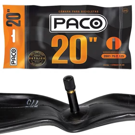 Câmara De Ar 20x 1.75/2.125 Americana Bicicleta Bmx Infantil.