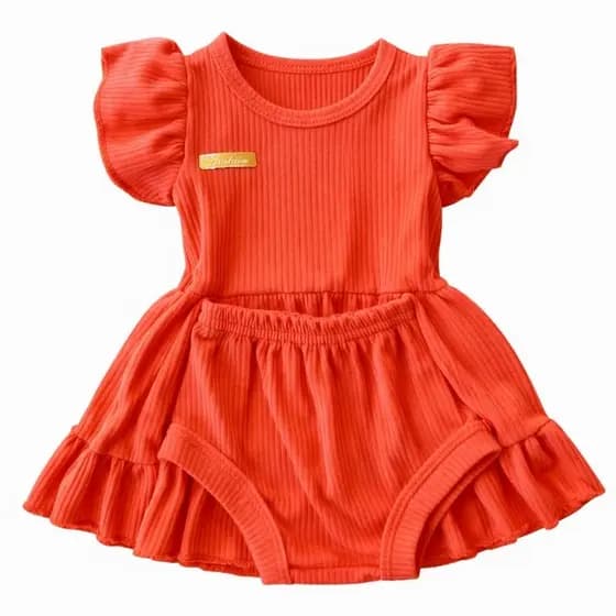 Kit Vestido Canelado godê mais calcinha tampa fralda luxo Tamanho P/M 0 a 6 meses blogueira alta costura bebê menina
