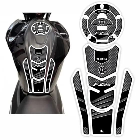 Adesivo Tankpad Protetor Tanque Bocal Fazer 250 Fz25 Fz 25 2018 a 2025 Preto Branco 3D