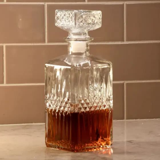 Garrafa Decanter 900mL de Whisky de Vidro Retro Greek Decoração Elegante