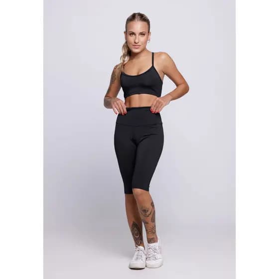 Conjunto Fitness Ciclista Top Alcinha E Bermuda Cos Alto Roupas Feminina Para Academia