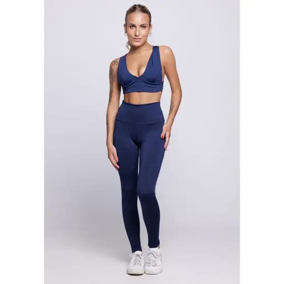 Conjunto Fitness Feminino Top Com Bojo e Calça Sports Treino Perfeito