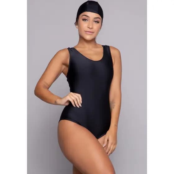 Maiô Natação Hidroginástica + Touca Moda Praia Feminina Piscina