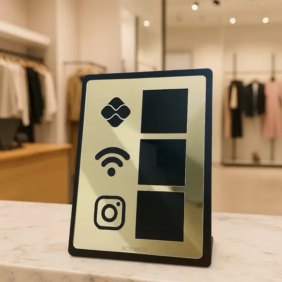 Placa Pix, Wifi e Instagram - Display para Mesa, Balcão