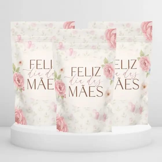 Saquinhos Metalizado 10x15 ou 12x19 Com Zip Lembrancinhas Stand Up Pouch zip Hérmetico Dia das Mães e outros Temas