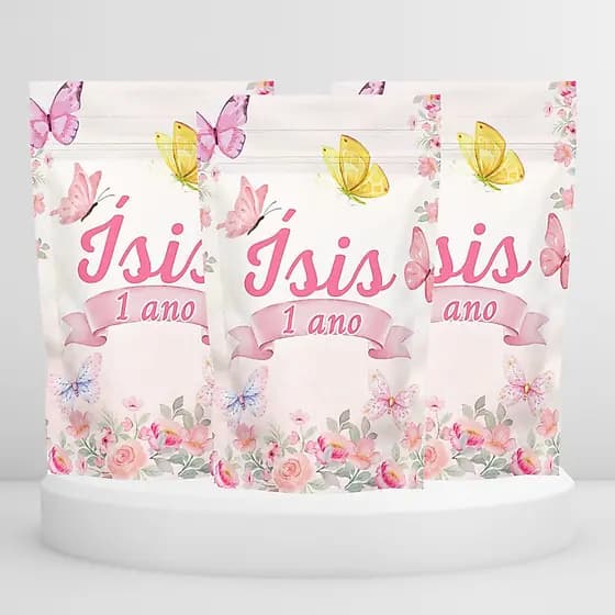 Saquinhos Metalizado 10x15 ou 12x19 Com Zip Lembrancinhas Stand Up Pouch zip Hérmetico Jardim Encantado e outros Temas