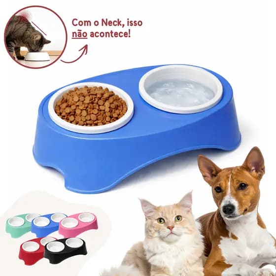 Bebedouro E Comedouro Para Cães E Gatos Duplo Elevado Postura Correta Comedor
