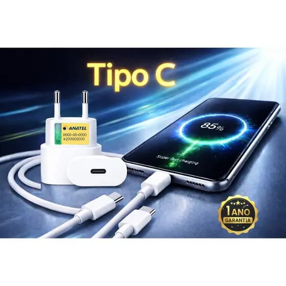 KIT 5 UND. Carregador de iPhone 15 16 17 Pro Max Turbo Completo Fonte USB C e Cabo Tipo C Tipo C/TIPO C LIGHTNING