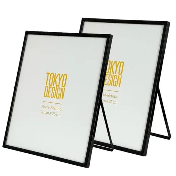 Kit 02 Porta Retratos Foto 20x25 Moldura Flexível Vidro Decor Sofisticado