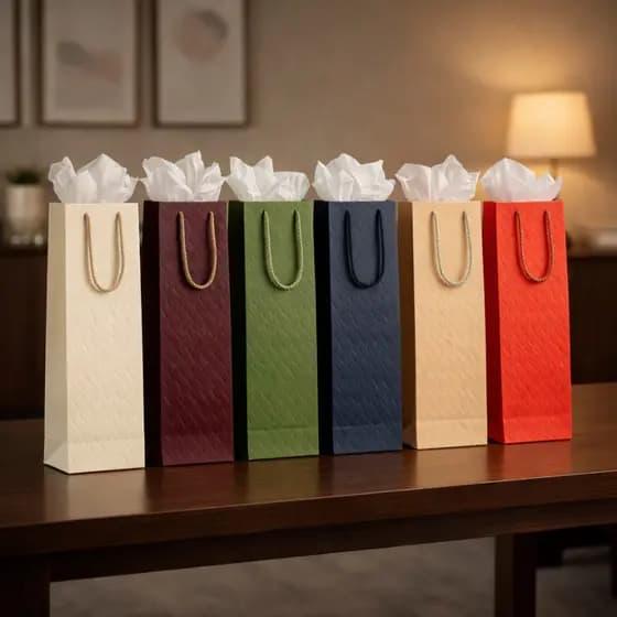 Sacolas de Vinho Premium Texturizada Embalagem De Presente Elegante