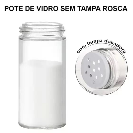 Pote de Vidro Sem Tampa Rosca Para Condimentos Frasco Porta Tempero Cozinha