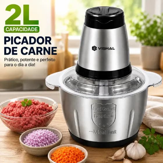 2 Litro Triturador De Alimentos Carne e Legumes Multiprocessador Elétrico 2 Modos Fácil De Limpar