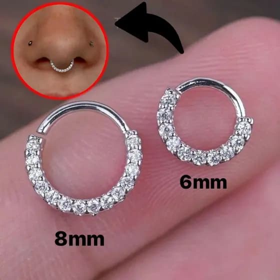Piercing Nariz Septo Cravejado Strass Prata e Dourado