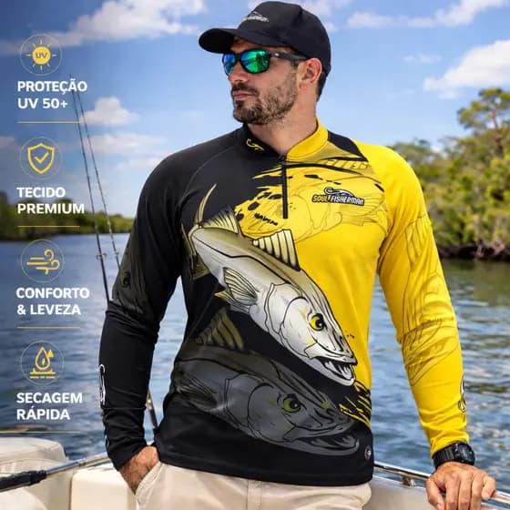 CAMISA, CAMISETA DE PESCA UV50+ , PESCARIA DE ROBALO, BLUSA DE PROTEÇÃO UV50+
