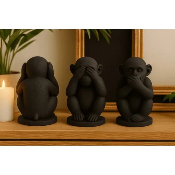 Decoração Macacos da Sabedoria Não Ouço Não Vejo Não Falo sala quarto escritório
