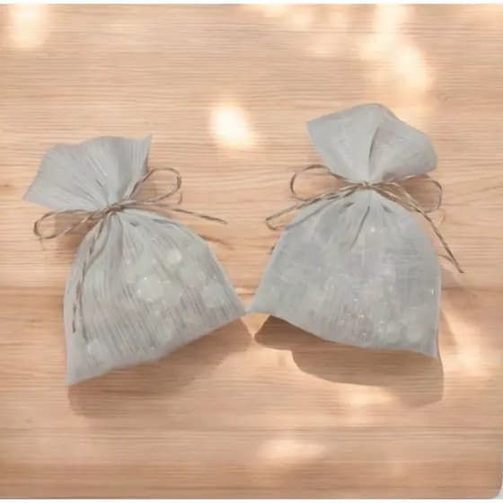 Saquinho Lembrancinha Tecido Linho ou Listas15X10 Transparência Branco Casamento Aniversário Nascimento Chá Bebê