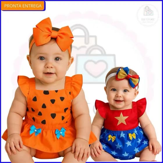 Romper Jardineira Temática Menina Modelo Blogueirinha Ajustável nas Costas (PROMOÇÃO)