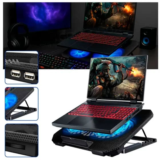 Suporte Para Notebook Base Cooler Refrigerado Laptop 12 a 17 Polegadas Silenciosa Ajustavel