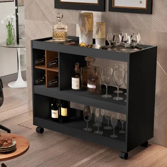 Aparador Bar Buffet Para Sala Com Adega E Rodízios 4050 Cores