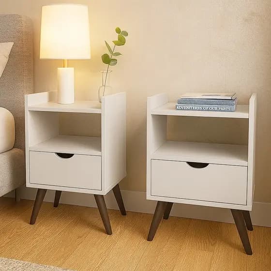 OFERTA Kit 2 Mesas De Cabeceira Retro 1 Gaveta Nicho Organizadora Multiuso Quarto Cor