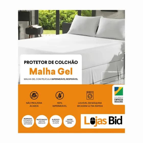 Protetor de Colchão Casal Impermeável Malha Gel Lojas Bid