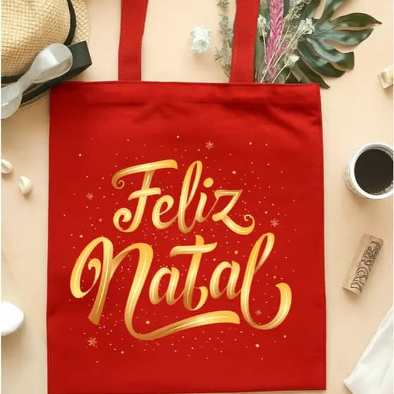 Bolsa Eco Bag Nylon Feliz Natal Presente Papai Noel Edição Especial Laçamento