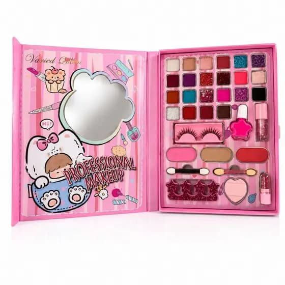 Kit Maleta Maquiagem Infantil com Sombra Batom Gloss Cilios