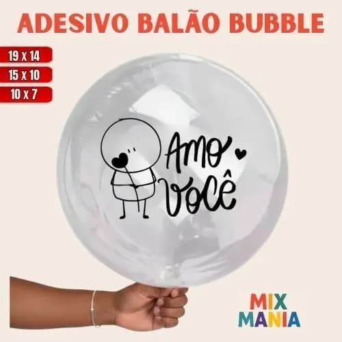 Adesivo para Bubble "AMO VOCÊ"/Vinil Bubble/Adesivo para bexiga e balão/Kit de adesivos/ Bubble