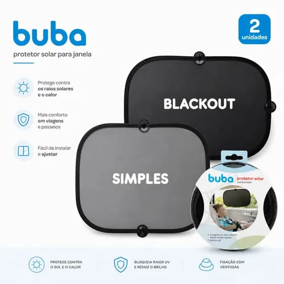 Kit 2 Protetores Solar Infantil Buba Para Carro Proteção UV