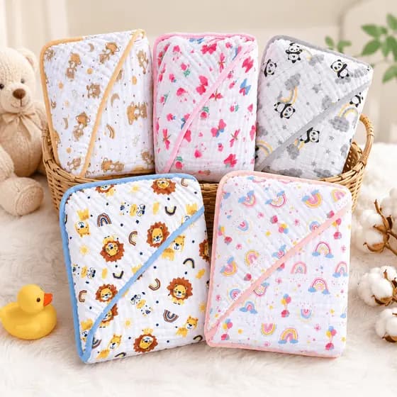 Toalha Banho Bebê Bublim 70x70 Soft 2 Camadas C/ Opção Kit