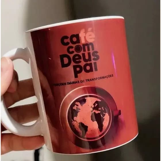 Caneca porcelana - Café com Deus Pai (Pode colocar nome)