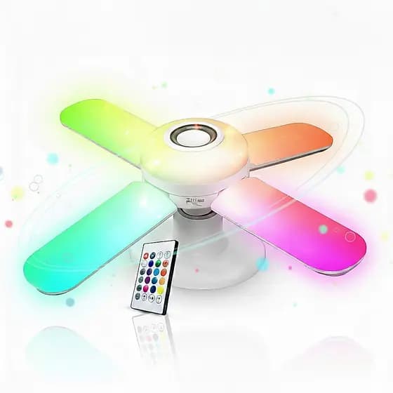 Lâmpada LED RGB Musical Bluetooth 40W Dobrável com Controle Remoto e Som Integrado E27