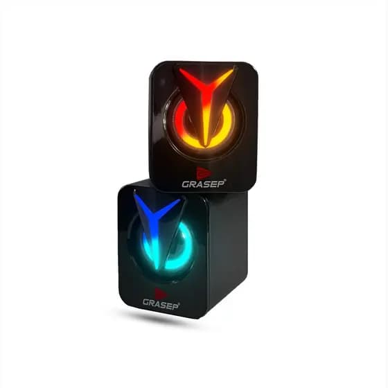 Caixa De Som Para PC RGB 2.0 6W Som Estéreo Nítido E Potente Plug USB P2 Iluminação LED Gamer