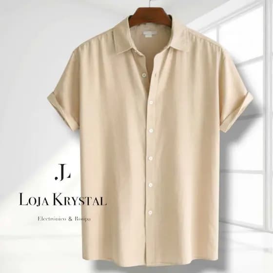LK Camisa Social Masculina Manga curdo Slim Fit Casual Mega Oferta VISCOINHO
