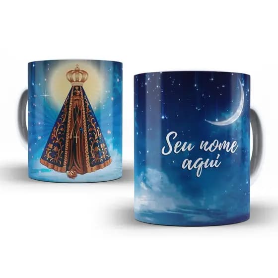 Caneca cerâmica Nossa Senhora Aparecida personalizada presente católico- MELHOR QUALIDADE