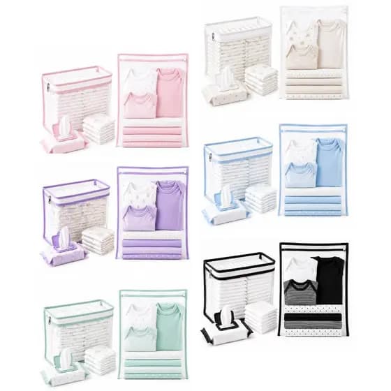 Kit 6 Peças Maternidade – 5 Saquinhos Organizadores + 1 Porta Fralda/Remédio Necessaire