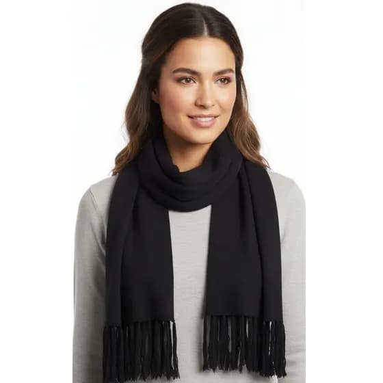 Cachecol Lenço Echarpe Tricot Tipo Pashmina Liso Feminino Masculino Inverno Com Franja