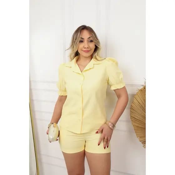 Conjunto Feminino Camisa Manga Curta e Short Sensorial