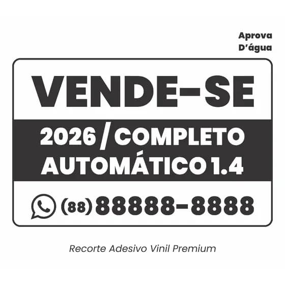 Adesivo Vende-se para Carro Recortado em Vinil Resistente à Água Ideal para Vidro