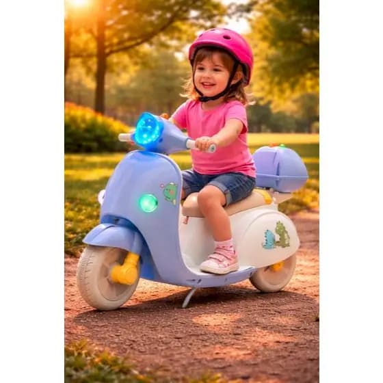 Moto Elétrica Infantil Baby Dino Azul Claro Veículo Motorizado Criança MOTO ELÉTRICA | COM LUZES | INFANTIL ANTI DERAPAN