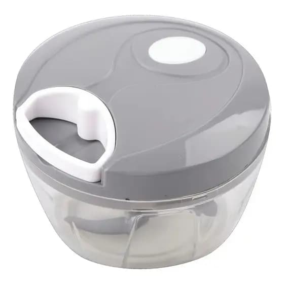 Mini Processador Triturador Alimentos Manual 3 Lâminas 500ml Cor Cinza Mini Processador Triturador Alimentos Manual