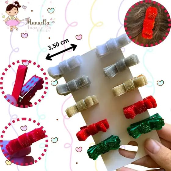 Kit com 10 Micro Laço Florzinha para bebês presilha toda forrada e com borrachinha antideslizante