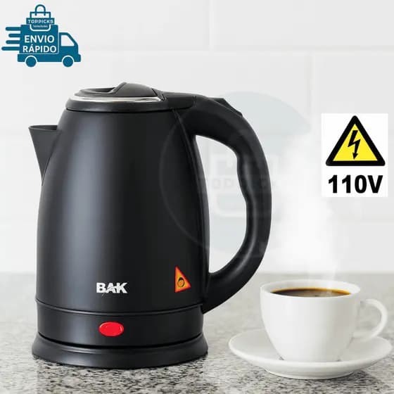 Chaleira Eletrica de Inox 110V Preto Fosco Jarra Eletrica Base Giratoria Desligamento Automático