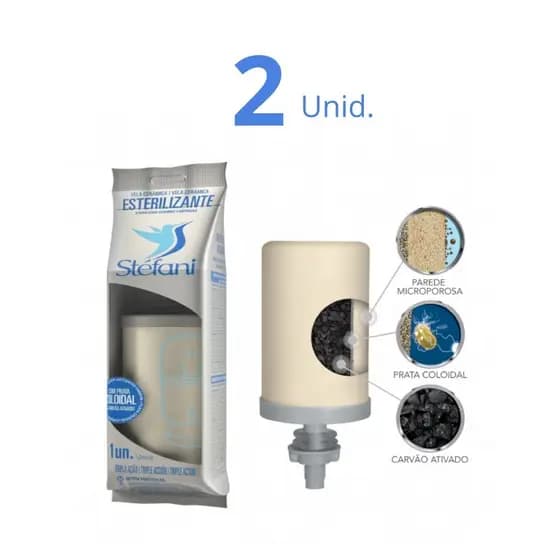 Vela para Filtro De Barro Tripla Ação Esterilizante São João Stéfani - Cx 2 Unid - Cerâmica Stéfani