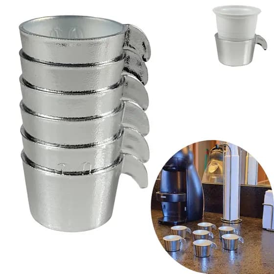 Conjunto Copete 6 Porta Copos Descartavel Cantinho Cafe Plastico Cromado - AMZ