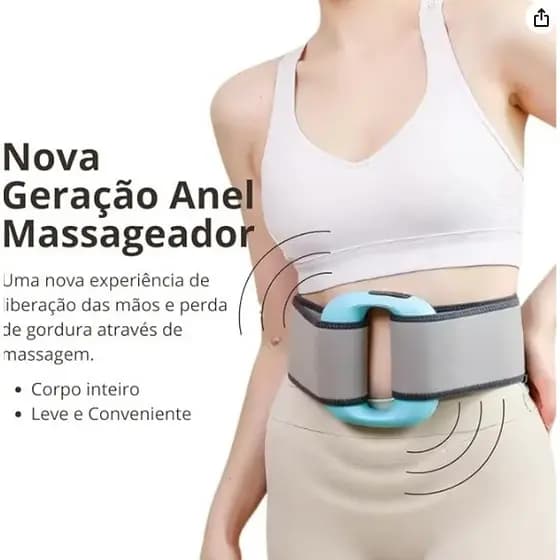 Massageador Anel Portátil com Cinto Fixação 5 Níveis Vibração Alta Frequência Massagem Alívio Muscular Recarregávell