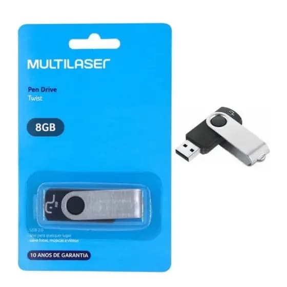 Pen Drive Twist 8gb Usb Preto Multilaser Pd587