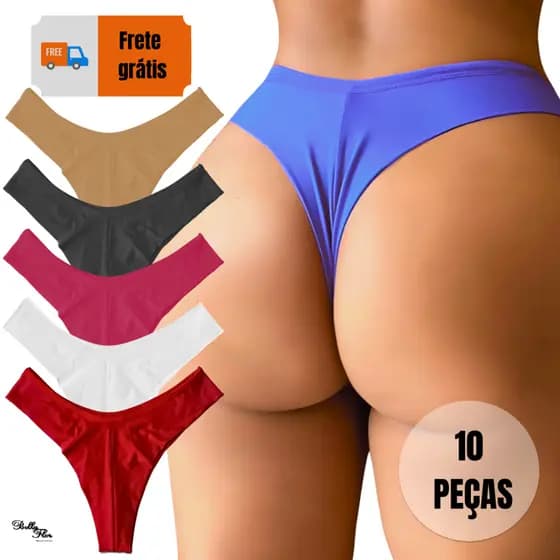 KIT COM ATÉ 10 Calcinhas Empina Bumbum Fio Dental Duplo Conforto Sensual Sem Costura no Bumbum