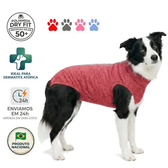 Roupa Protetora Pós-Cirúrgica Cachorro - Castração e Alergias de Pele - Tecido Proteção Solar UV 50+
