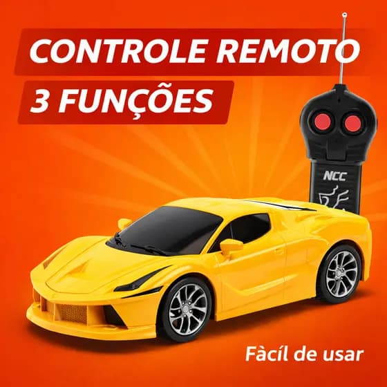 Carrinho Controle Remoto Infantil 3 Funções Sem Fio Brinquedo Carro Menino